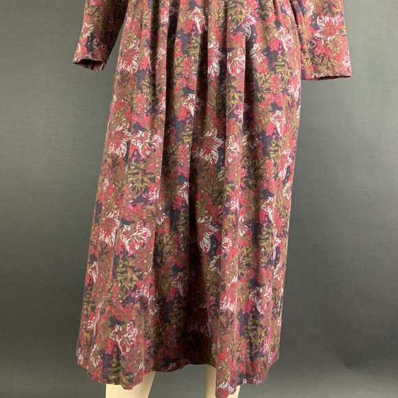 ❗️SOLD❗️80s Laura Ashley Leaf Print Long Sleeve Dress - Picture 7 of 14